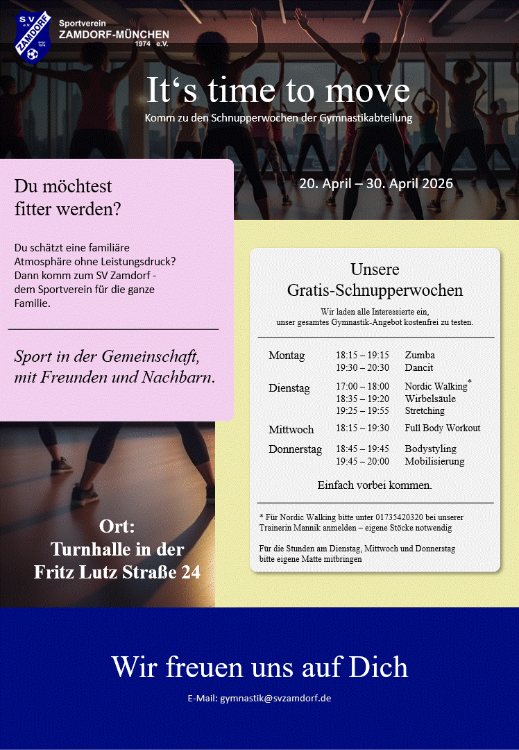 Schnupperwochen Gymnastik im April 26